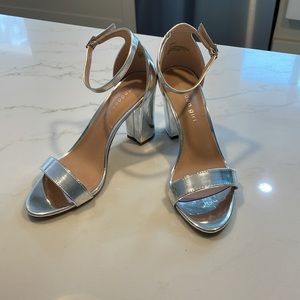 MADDEN GIRL BEELLA silver open toe high heeled sandals. Size 7. Great condition.